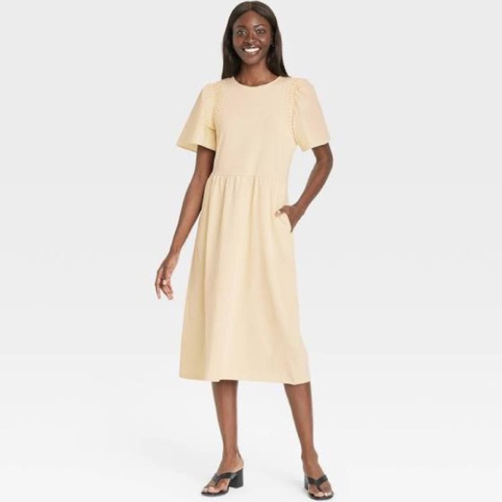 Who What Wear Angel Sleeve Smocked Knit Dress L